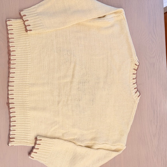 Bailey Rose Cream Yellow Lucky Baby rodeo horse Brown Trim sweater size M - NWT - Picture 4 of 4